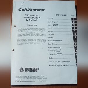 Chrysler Motors Technical Information Manual 1988 Mitsubishi